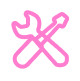 a pink and black logo